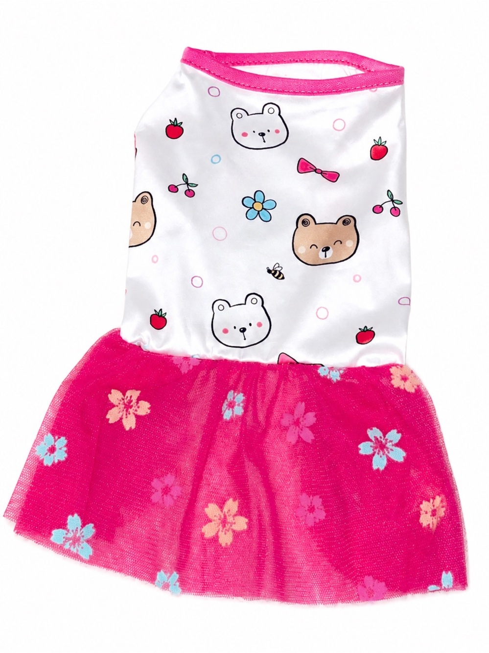 🐻 Pink Bear Print Tutu Dog Dress-NEW